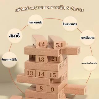 สต็อกท้องถิ่น เกมจังก้าไม้ตึกถล่ม 54pcs บล็อกไม้ตึกถล่ม เกมส์ต่อตึก ของเล่นไม้ การพัฒนาความคิด ฝึกสมาธิ