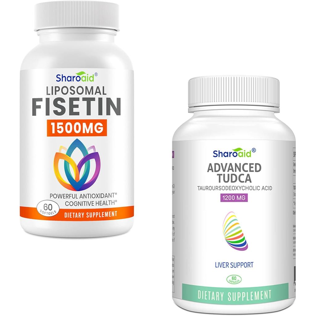 TUDCA 1200mg และ Fisetin 1500mg - อาหารเสริมความแข็งแรงสูงสําหรับผู้ชายและผู้หญิง - 60 ct TUDCA แคปซ