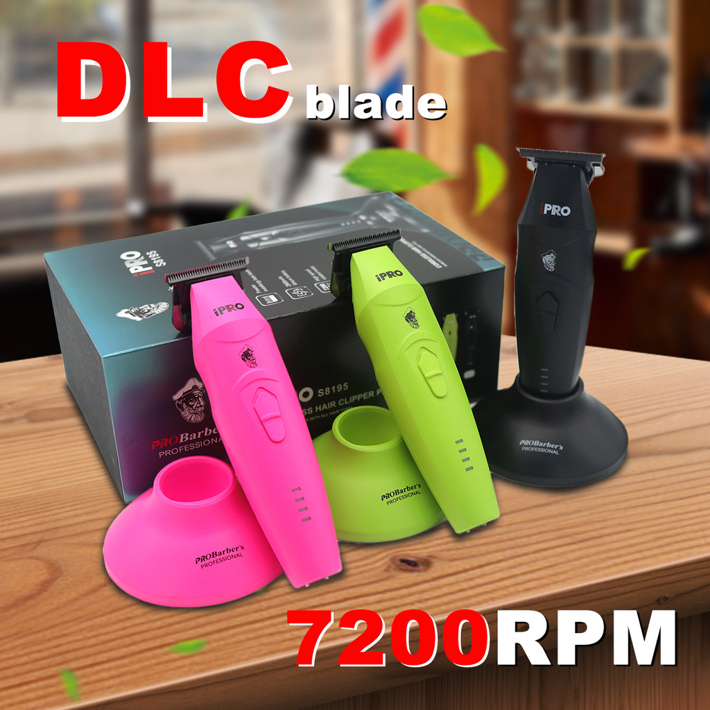 ผมTrimmerสําหรับผู้ชายProfessional Zero Gapped DLCใบมีด 7200RPM 7.5Wพร้อมฐานChargerตัดผมFinishingเครื่อง