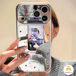 เคสโทรศัพท์กระจกสีรูปหัวใจ เคสไอโฟน17 เหมาะสำหรับIPhone X XS Max17 16 11 13 XR 14 12 ProMAX 14 Plus