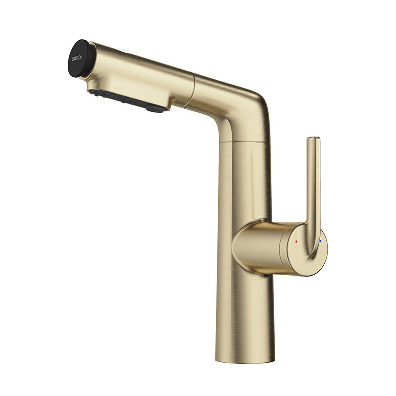 ปรับดึงลงแปรง Rose Gold ก๊อกน้ําห้องน้ําร้อนเย็นผสมแตะสําหรับห้องน้ํา Vanity Undercounter เคาน์เตอร์อ่างล้างหน้า Modern Design Rust Proof ทนทานสําหรับ Home