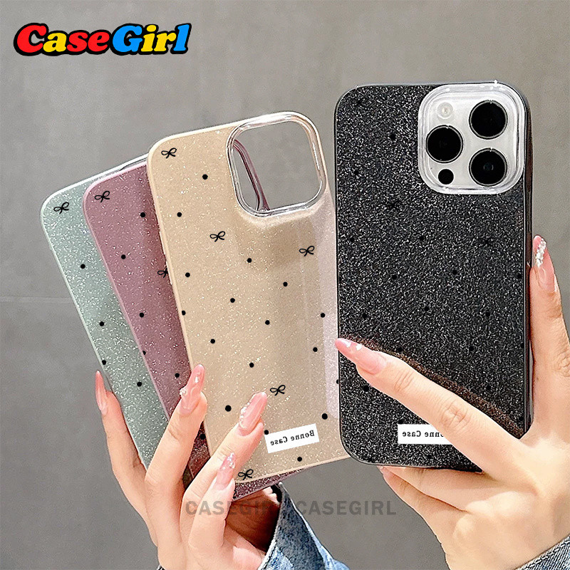 OPPO Reno 11 15F 5F 13F 12F 15 13 14 8T 15 13 14 12 5 10 12 5 5z 6 14F Pro เคสรุ่นใหม่ กลิตเตอร์ลายจุดโบว์ หวานละมุน