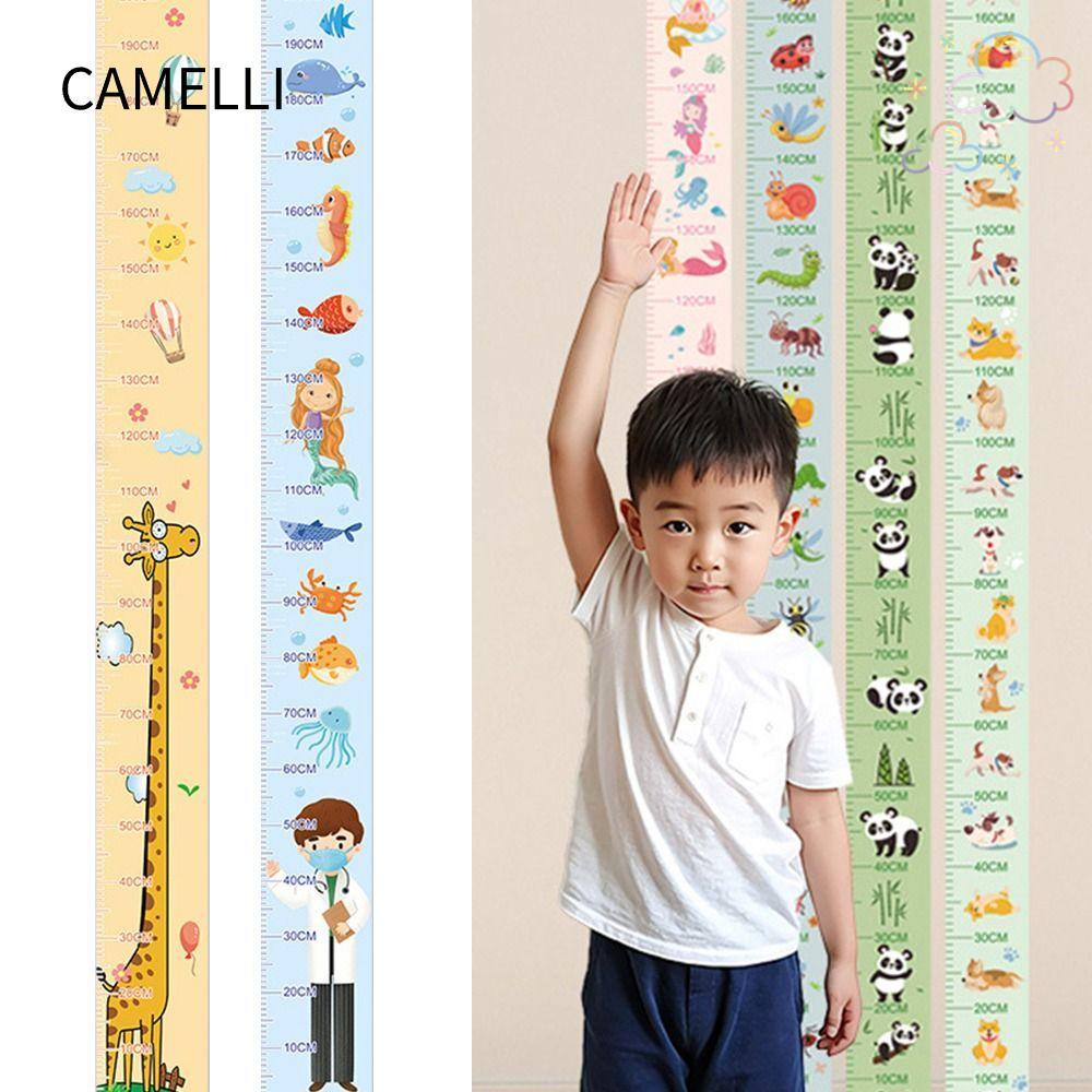 CAMELLI สติ๊กเกอร์วัดส่วนสูง, แผนภูมิการเจริญเติบโตของเด็กกันน้ําความสูง 2M, แผนภูมิการเจริญเติบโตแบบ Catoon แบบมีกาวในตัวที่ทนทานสําหรับทารก
