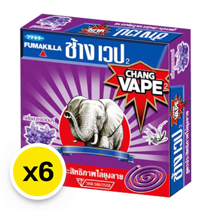 ช้างเวป ยาจุดกันยุง กลิ่นลาเวนเดอร์ x 6 (CHANG VAPE Mosquito Coil Lavender x 6) โปโลแมน POLOMAN