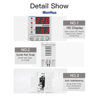 อุปกรณ์ป้องกันไฟเกิน ไฟตก 40A/63A 220V กันไฟกระชาก จอแสดงค่าแม่นยำ รีเซ็ตอัตโนมัติ ป้องกันเครื่องใช้ไฟฟ้าเสียหาย
