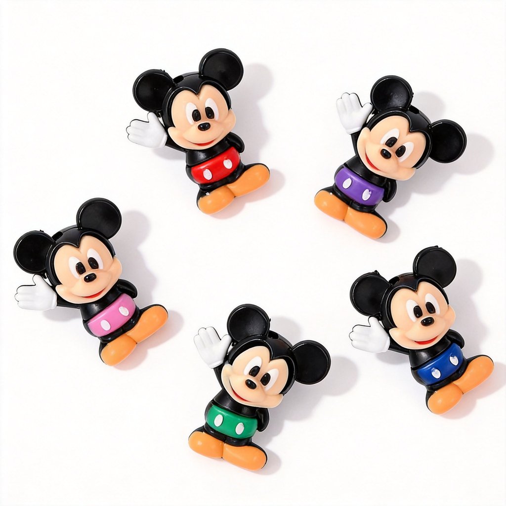 5ชิ้นการ์ตูนมิกกี้นี่ลูกปัดยางทําเองห่วงโซ่โทรศัพท์มือถืออุปกรณ์เครื่องประดับลูกปัดปากกาวัสดุผ่านหลุมหลวมลูกปัด