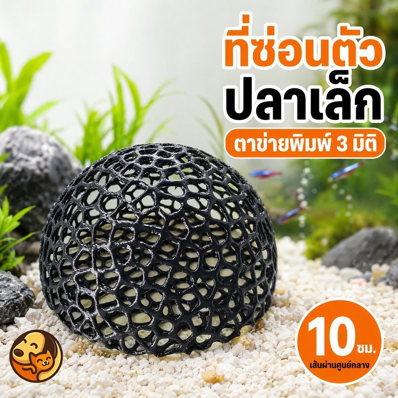 ของแต่งตู้ปลา ที่หลบปลาเล็ก ตาข่าย 3 มิติ บ้านปลา ของตกแต่งตู้ปลา น้ำไหลดี ปลอดภัย