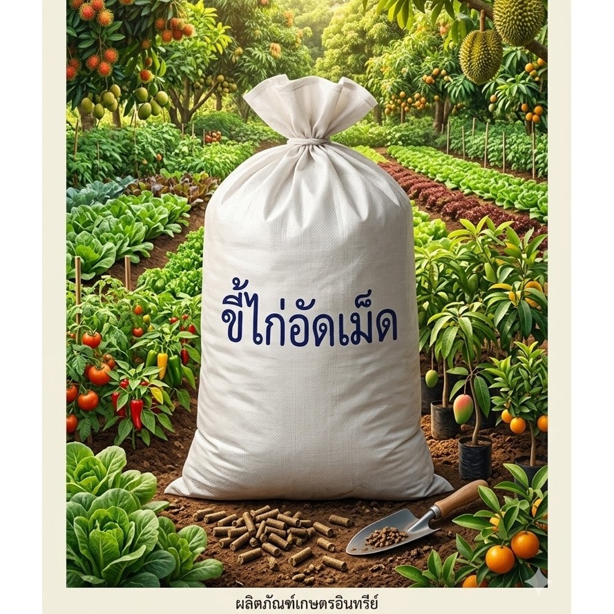 ขี้ไก่อัดเม็ดขนาด2กก. ไม่ผสมดินละลายง่าย