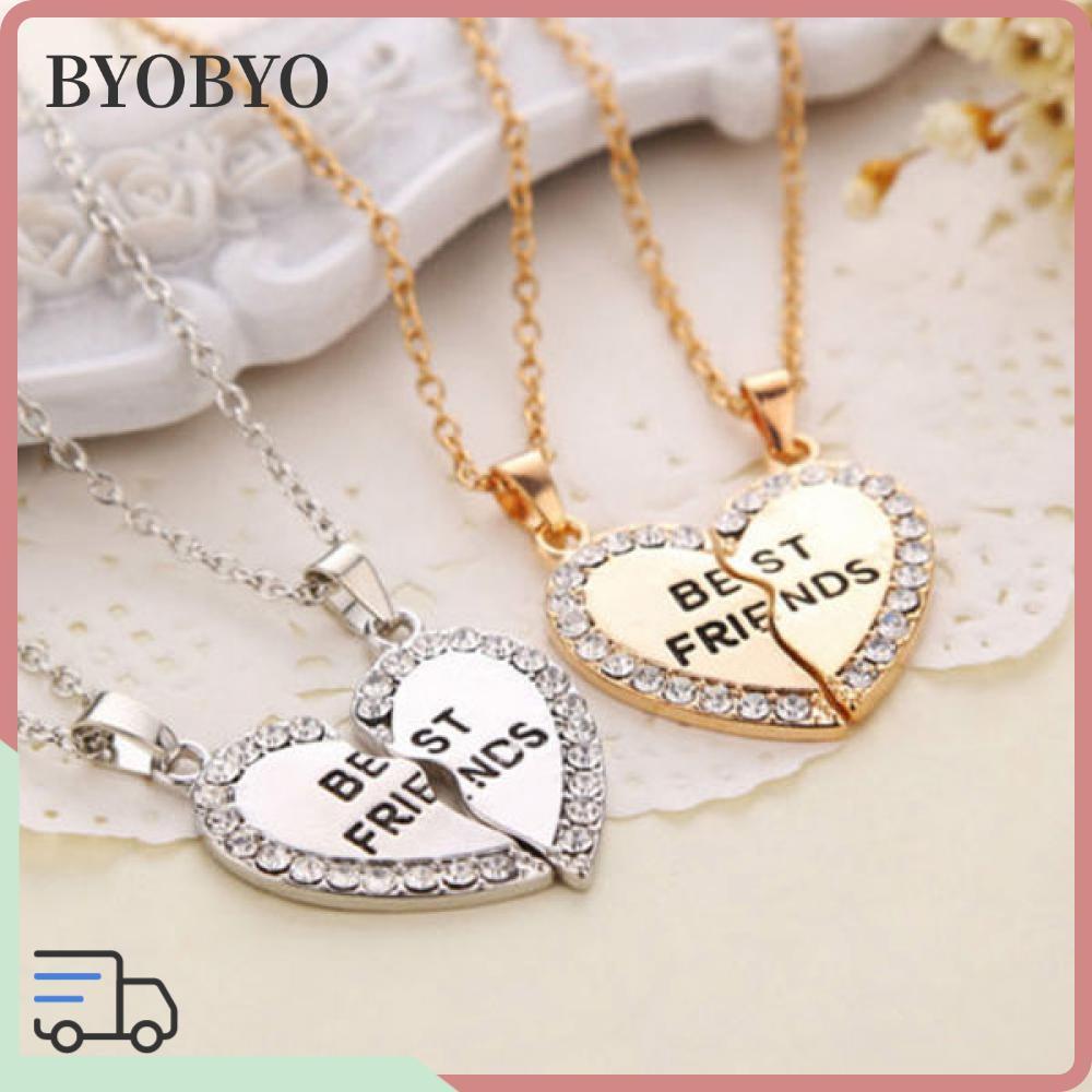 BYOBYO 2 ชิ้น Bff สร้อยคอแฟชั่น Rhinestone มิตรภาพ