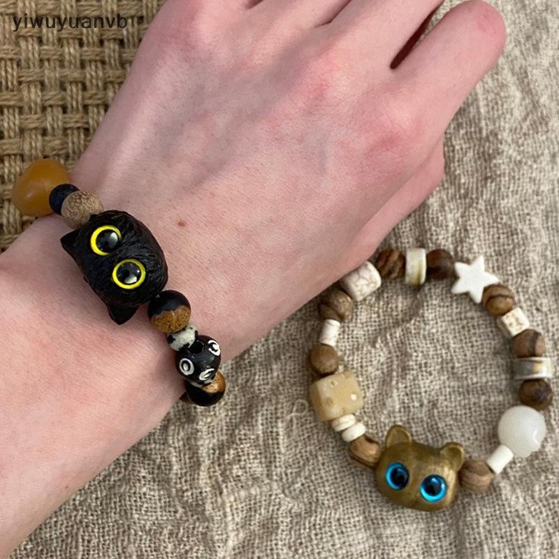 Yiwuyuanvb] ใหม่น่ารัก Little Bla Cat สร้อยข้อมือผู้หญิงผู้ชายแฟชั่นตลกการ์ตูนสัตว์สร้อยข้อมือลูกปัดอินเทรนด์คู่เพื่อนเครื่องประดับของขวัญใหม่