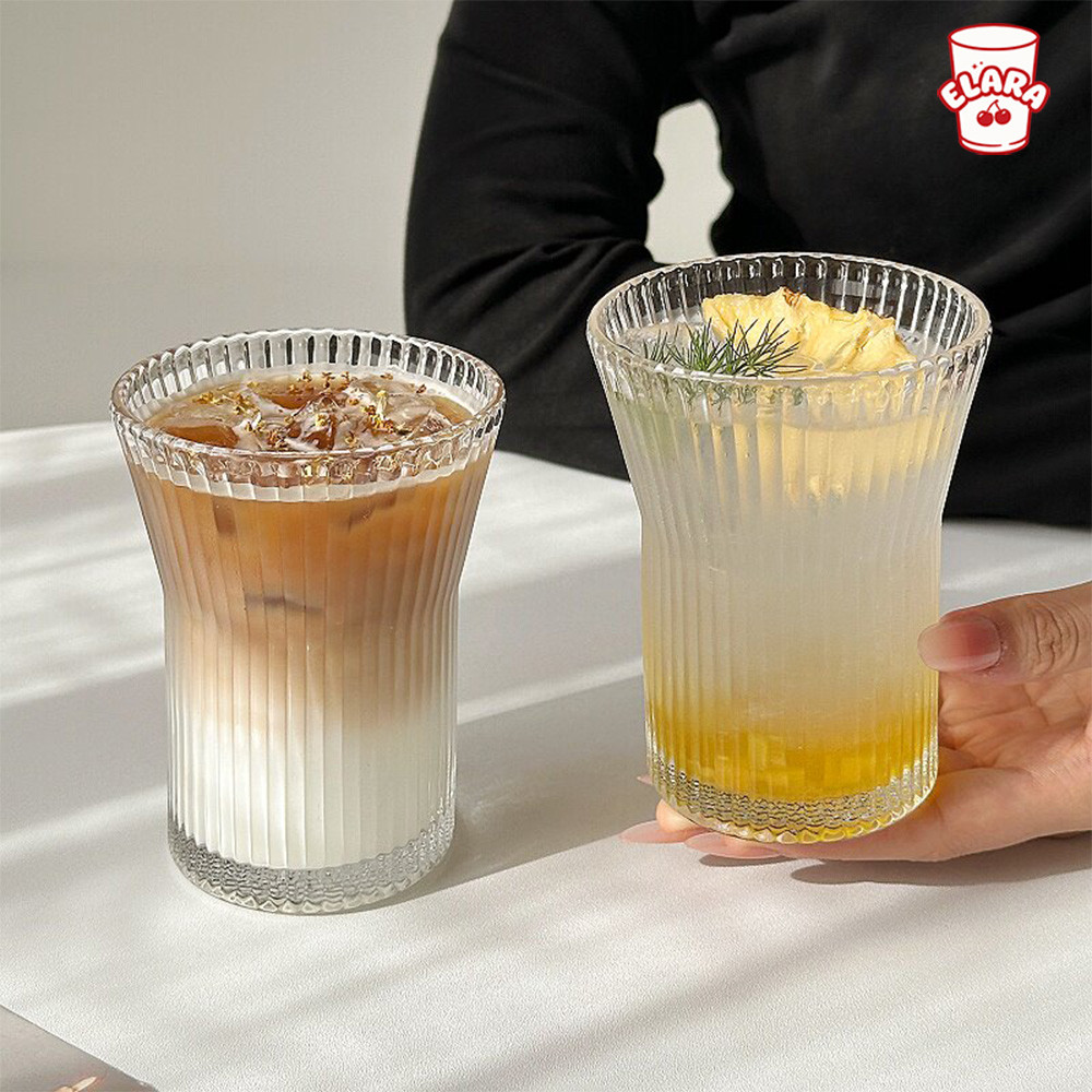 แก้วน้ำคริสตัล3ลาย 250ml แก้วชาเย็นไทย/กาแฟ/น้ำผลไม้ ดีไซน์มินิมอล ใช้ประจำบ้าน พร้อมส่ง