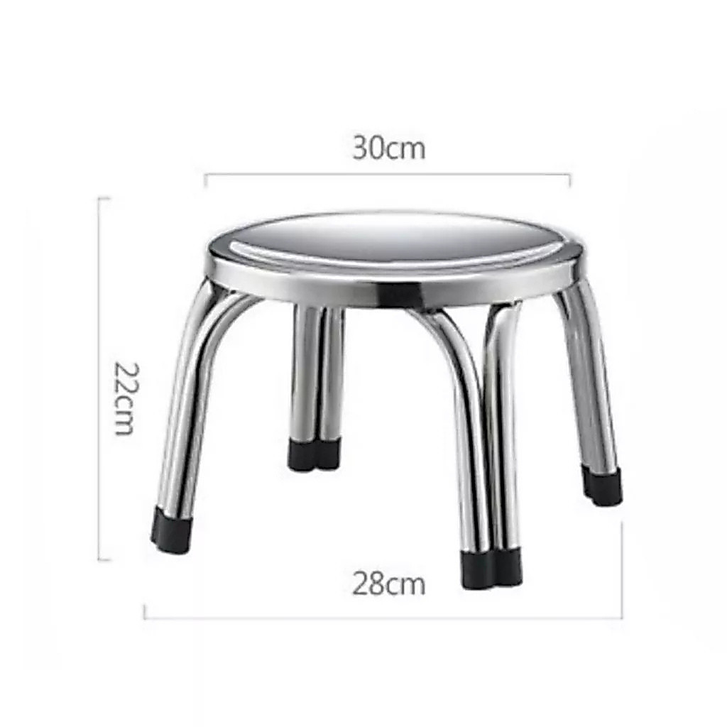 เก้าอี้สเเตนเลสทรงกลม4ขา (เตี้ย ) แข็งแรง ทนทาน ขนาด30x22 CM รุ่นทรงกลม-ขาคู่