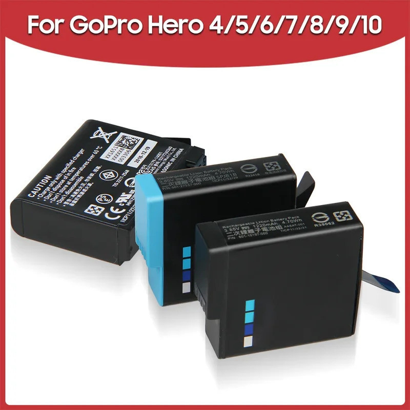 แบตเตอรี่สำรองสำหรับ GoPro Hero 10 9 8 7 6 5 4 Hero 9 10 Hero8 Hero7 Hero6 Hero5 Hero4 ชาร์จใหม่ได้