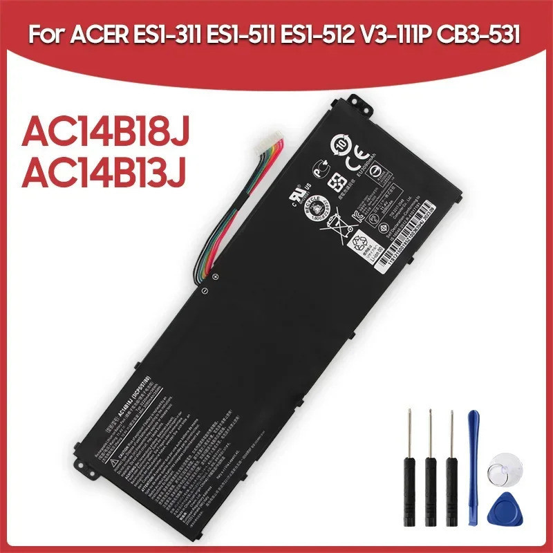 แบตเตอรี่ AC14B18J AC14B13J สำหรับ Acer V3-111P CB3-531 ES1-511 ES1-512 MS2394 EX2519 N15W4 AspireE1