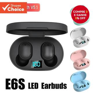 E6S TWS Bluetooth 5.1 Fones De Ouvido Sem Fio Com Microfone Caixa Carregamento Handsfree Para Redução Ruído Fone