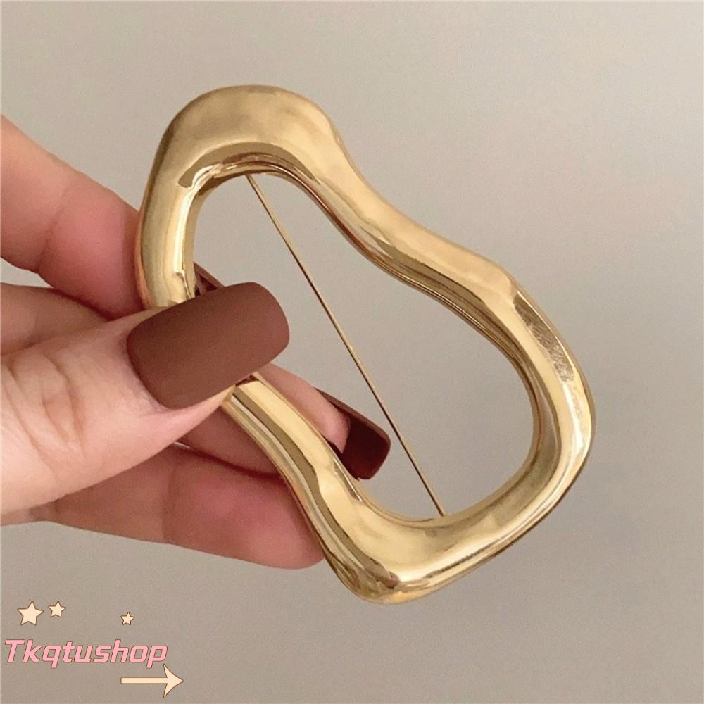 IMIHAN1 เข็มกลัดเรขาคณิต, วงกลมใหญ่สีเงินเข็มกลัดไม่สม่ําเสมอ, โลหะGlossy Gold Plated Lapel Pins ของขวัญ
