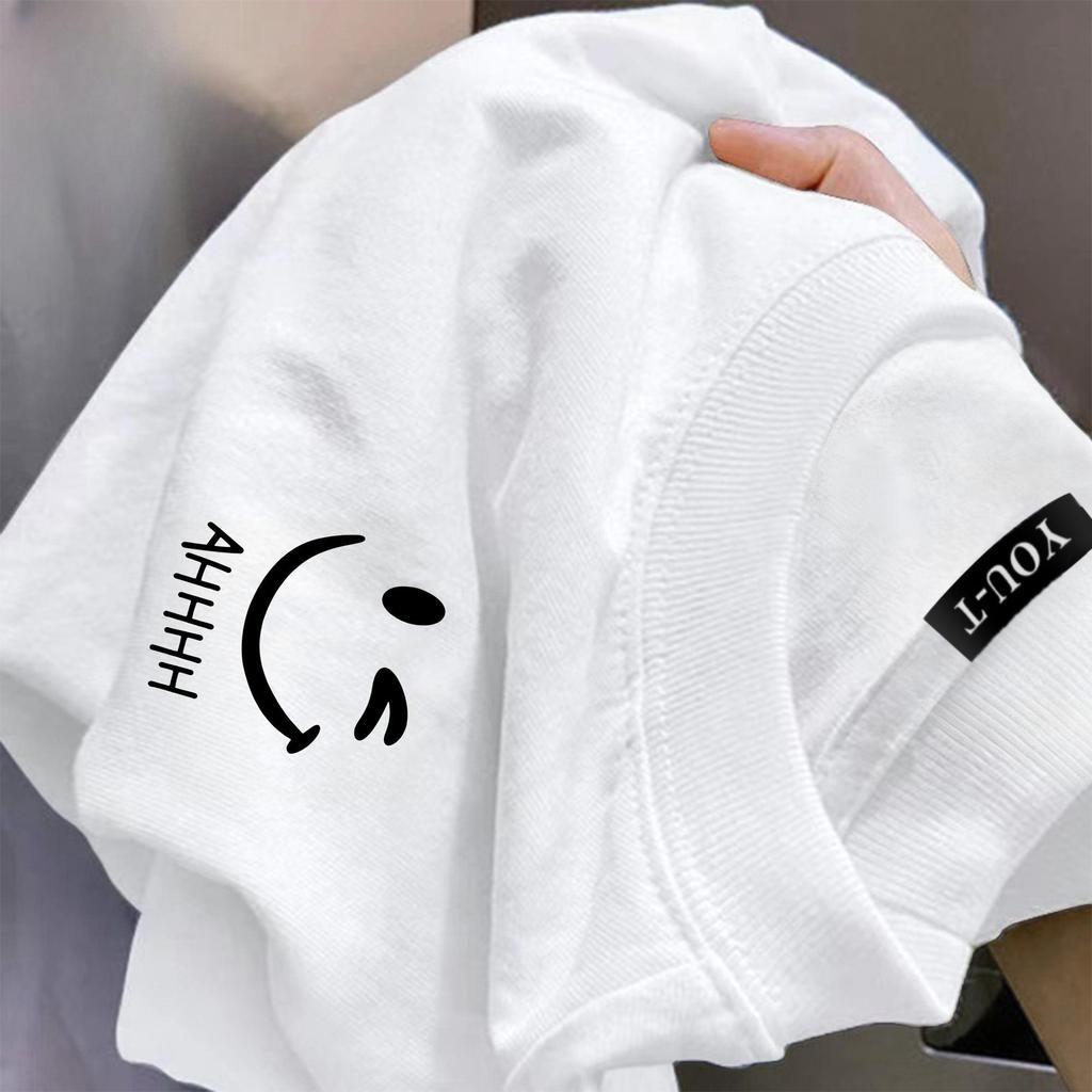 🔥BKK[จัดส่งในกรุงเทพฯ]เสื้อแฟชั่น เสื้อยืด oversize ผ้าCotton 100% สวมใส่สบาย 'AHHHH smile' unisex 2