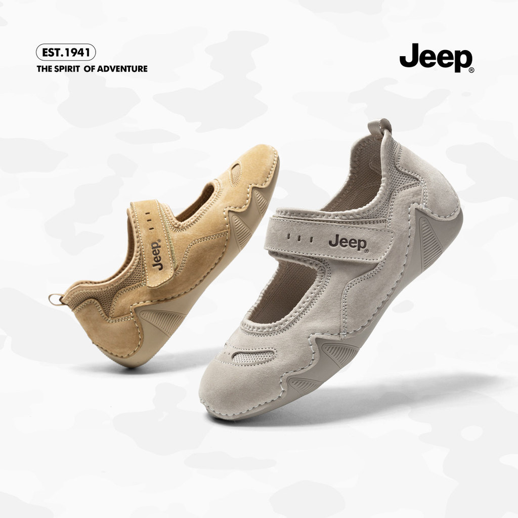 Jeep Niche Retro Sports Mary Jane รองเท้าผู้หญิงแบนปากตื้นรองเท้าลําลองขี้เกียจ
