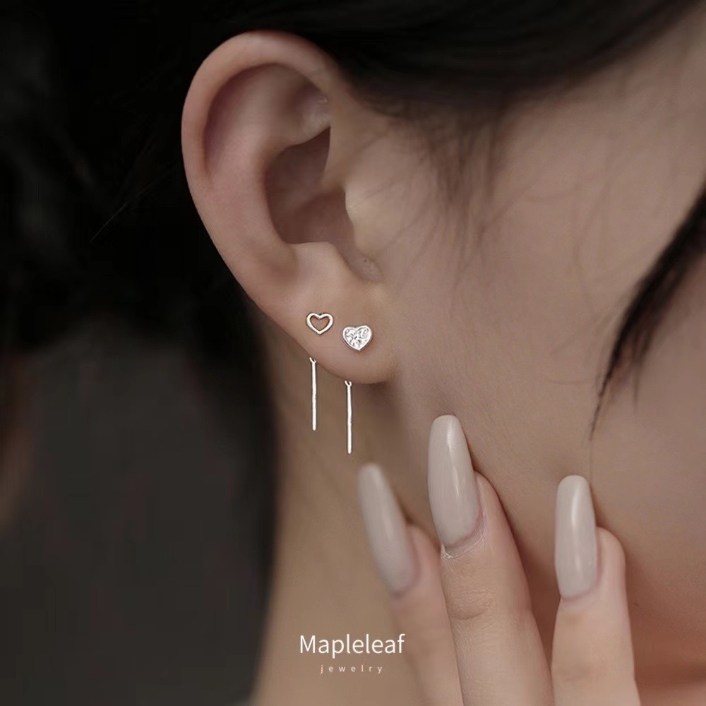 925 เงิน ไม่แพ้ง่าย ไม่สมมาตรรักหัวใจพู่ต่างหูเครื่องประดับอเนกประสงค์อุปกรณ์ในอุดมคติวันหยุดพรรคของขวัญ