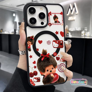 เคสแม่เหล็กกันกระแทก ลายตุ๊กตามอนชี่ เคสไอโฟนดาวและโบว์น่ารัก สำหรับ iPhone 17/16/15/14/13/12/11 Pro Max/Plus
