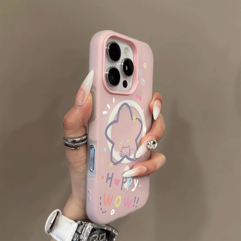 เคสไอโฟน 13 11 สำหรับ IPhone 16 15 12 14 17 Air Pro Max XR Max 7 8 Ins ดาว แรงดึงดูดแม่เหล็ก GDCX537