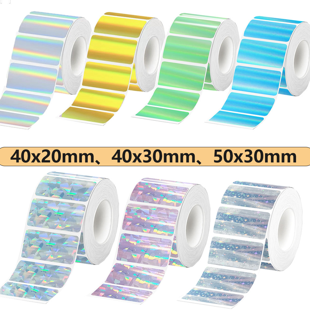 1 ม้วน 40x20 มม.40x30 มม.50x30 มม.Phomemo M110 M220 M200 Self-Adhesive สีเลเซอร์กระดาษความร้อน, E210 P50 Detong P1 HPRT T20 MAKER
