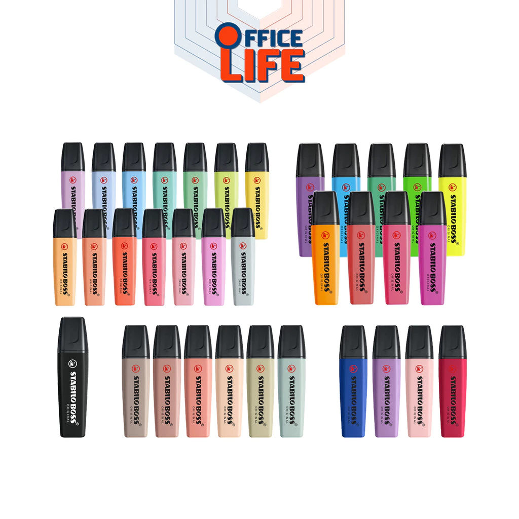 STABILO (สตาบิโล) ปากกาเน้นข้อความ ปากกาไฮไลท์ Boss รุ่น Original /Pastel /Nature ชนิดหัวตัด ( 1 ด้าม )