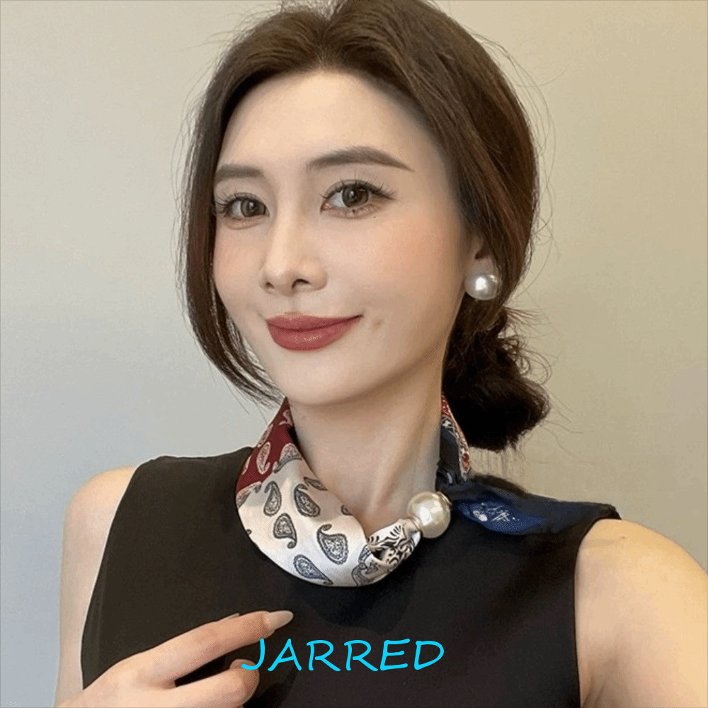 ผ้าพันคอขี้เกียจ JARRED ผ้าพันคอตกแต่งมุกโพลีเอสเตอร์สุดชิค แฟชั่นน้ําหนักเบาหางมุกพิมพ์ออกแบบหัวเข็มขัดแม่เหล็กผ้าพันคอวันหยุด