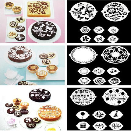 Letter/Butterfly/Flower Coffee Birthday Cake Spray Mold Baking Pattern 2 Large 20cm6 Small 8.5cm