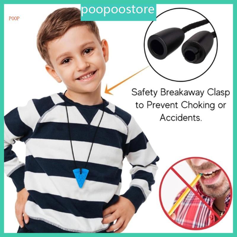 POOP จี้พิซซ่าสร้อยคอซิลิโคน Appease ของเล่น Chewable Neckchain ยางกัดสําหรับเด็กที่มีออทิสติกและ AD