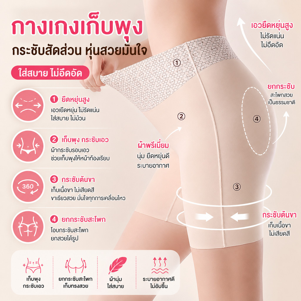 💗❤️7A❤️💗 กางเกงกระชับสัดส่วน ผ้านิ่ม ยืดหยุ่นดี ใส่สบายทั้งวัน