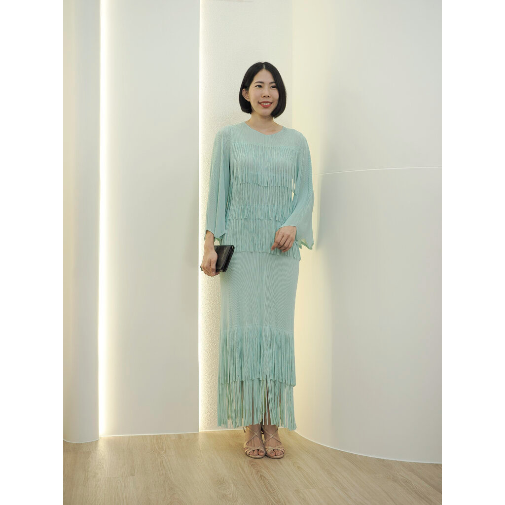 SALE20%!! 2MUAY รุ่น GA90178 เดรสอัดพลีท FRINGE LAYER PLEATED DRESS สี2 FREE SIZE