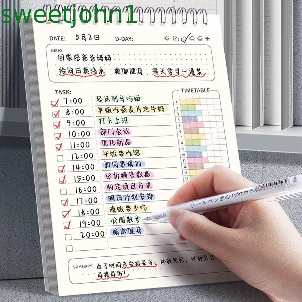 SWEETJOHN Schedules Organizer, Self Inspection Form Daily Planner Chart To Do List Planner, 80 แผ่นนาฬิกา Perforated Leaf Chores Checklist Office