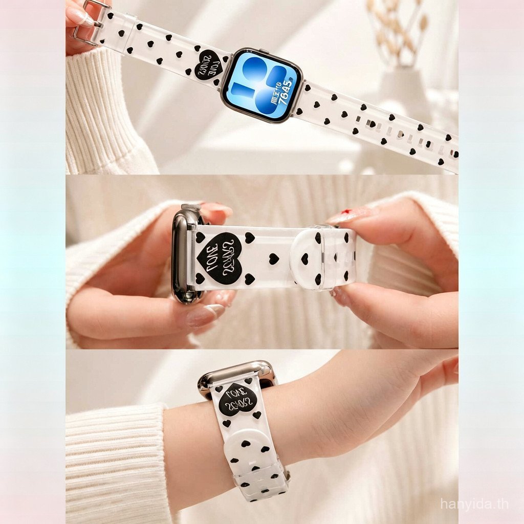 สไตล์เกาหลี TPU Soft TPU สําหรับ Huawei Watch Fit 5/5 Pro ซิลิโคน Love Heart Bealt สร้อยข้อมือสําหรับ Smartwatch Band สําหรับ Huawei นาฬิกา Fit 4 4 pro Fit 3 band