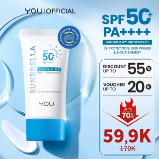 YOU Sunbrella Triple UV Elixir Sunscreen SPF50+ PA++++ Tabir Surya Oil Control untuk Kulit Berminyak