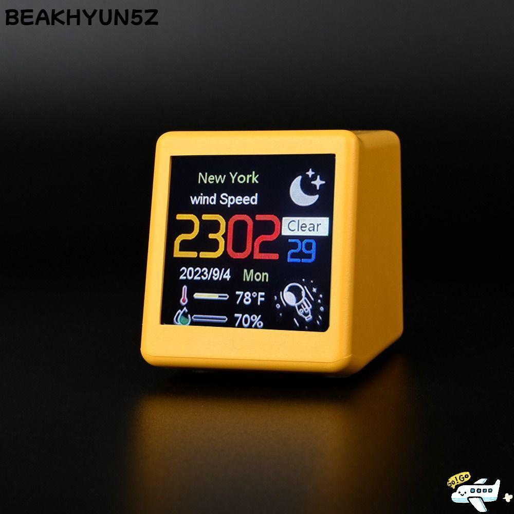 BEAKHYUN5Z สมาร์ท 4.5x4x3CM นาฬิกา, อัลบั้ม Lectronic พร้อม Full Screen Gif Animation สถานีพยากรณ์อากาศ, Creative Multifunctional Plastic WiFi Mini นาฬิกาตั้งโต๊ะบ้าน