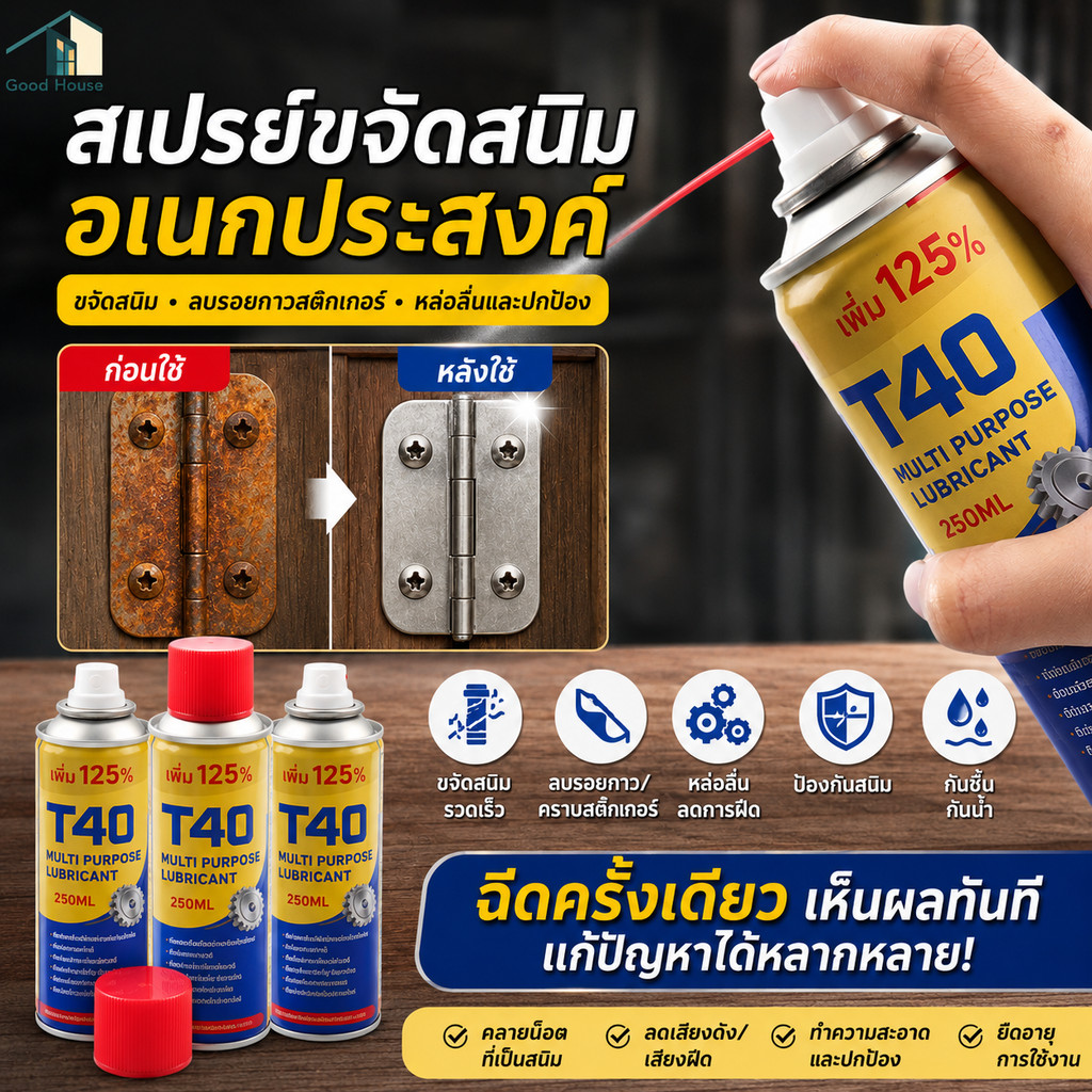 สเปรย์ป้องกันสนิม สเปรย์คลายฝืด สูตรอเนกประสงค์ ใช้ได้ทั้งบ้านและงานช่าง