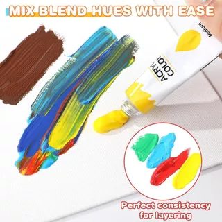 สีอะคริลิคชุดสีอะคริลิค 12มล พร้อมเครื่องมือจิตรกรรม ทําเอง เกือบสามารถทาสีได้ทุกพื้นผิว
