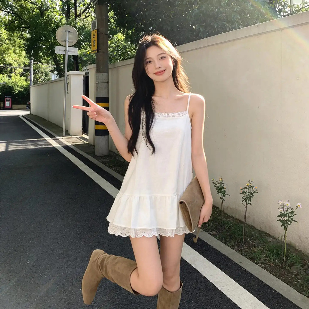 ไขมัน มม สีขาว น่าระทึกใจ เค้กกระโปรง เสื้อชั้นในสตรี ผู้หญิงฤดูร้อนขนาดใหญ่หลวมกลางความยาวด้านนอกสวมใส่แขนกุด สูงสุด