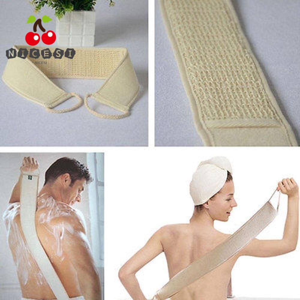 NICESI Loofah Back Strap, Terry Cloth Strip Towel Exfoliating Shower Belt, Body Massage Cleaning Belt Shower Long Strip Double Sided Body Back Scrubber Pull back strip ผ้าเช็ดตัว