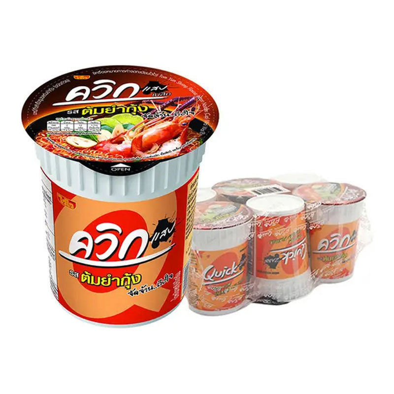 ไวไว ควิก บะหมี่กึ่งสําเร็จรูป รสต้มยำกุ้ง 60 ก. x 6 (WAIWAI Cup Instant Noodle Tom Yum Kung 60 g x 6) โปโลแมน POLOMAN