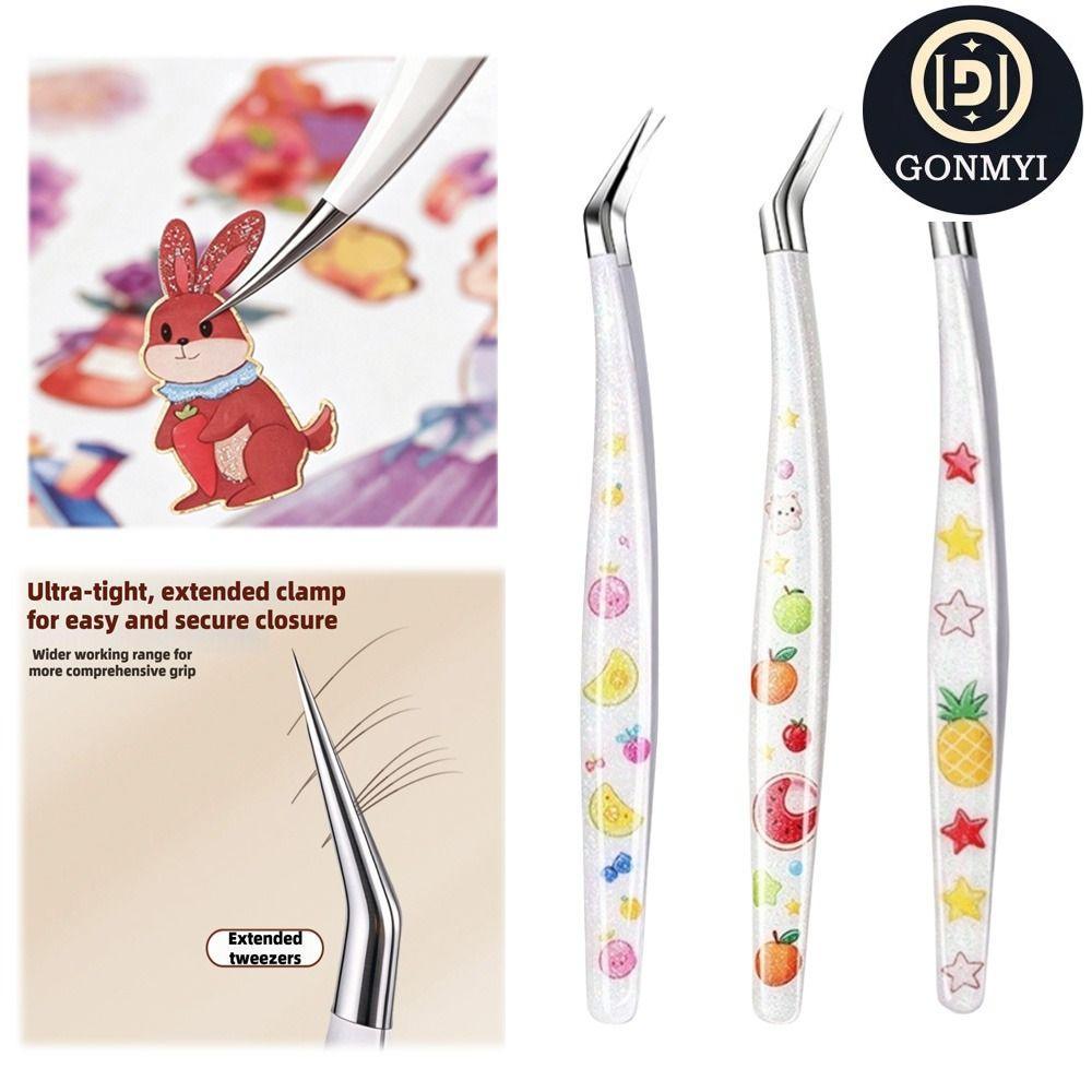 GONMYI Scrapbook แหนบ, Glitter เรซิ่นจับสแตนเลส Precision Tweezer, Handmade เครื่องมือ Anti Slip ปลายโค้ง Fine Point สติกเกอร์หยิบเครื่องมือ DIY Craft