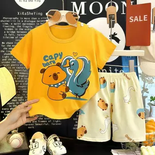 Dolemi Baby ชุดเซทเสื้อแขนสั้น+กางเกงขาสั้น cotton ขนาด 80-120 ชุด เสื้อผ้าเด็กเด็กลายการ์ตูน น่ารักๆ ผ้า เด็กผู้ชาย