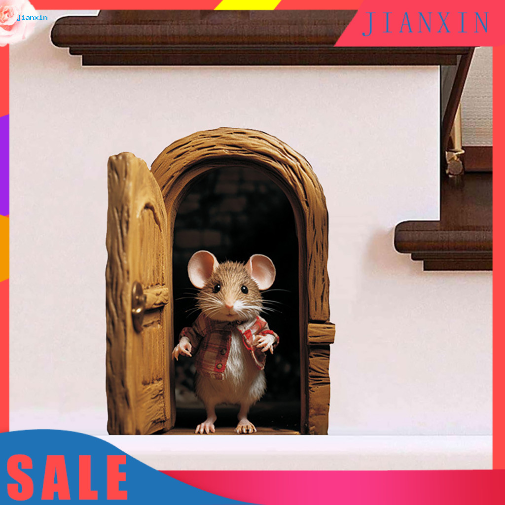 <Jianxin> 3d Mouse Wall Decal สมจริง Rat Hole สติกเกอร์ Pvc สําหรับแล็ปท็อปเฟอร์นิเจอร์รถห้องนอน – ส