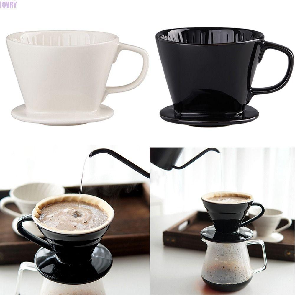 Ivory Over เครื่องชงกาแฟ, ก้นแบนแบบใช้ซ้ําได้ Pour Over Coffee Filter, เซรามิคแบบพกพาที่ละเอียดอ่อน BPA-Free Ceramic Coffee Dripper Home