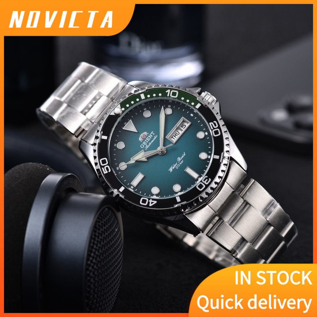 Orients Mens Mechanical Watch ปฏิทินอัตโนมัติเต็มรูปแบบสัปดาห์ Retro