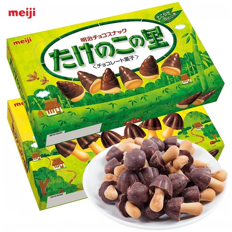 ขนมต้นฉบับญี่ปุ่น Meiji Mushroom Guli Bamboo Shoots Township Mushroom Chocolate Biscuits Crispy Deli