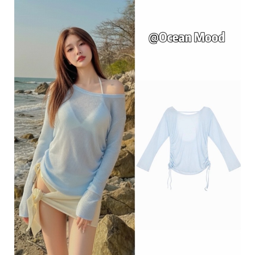 เสื้อคลุมบิกินี่ เสื้อคลุมไปทะเล แขนยาว โชว์หลัง เชือกรูดข้าง Sexy Beach Bikini Cover | Ocean Mood