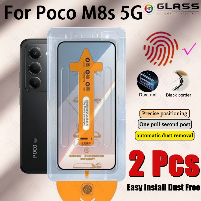 2 ชิ้น Poco M8s 5G HD One-คลิกกระจกนิรภัยป้องกันหน้าจอสําหรับ Poco C85 C81 C75 C71 X7 F7 M7 Pro ฟิล์มป้องกันกระจก