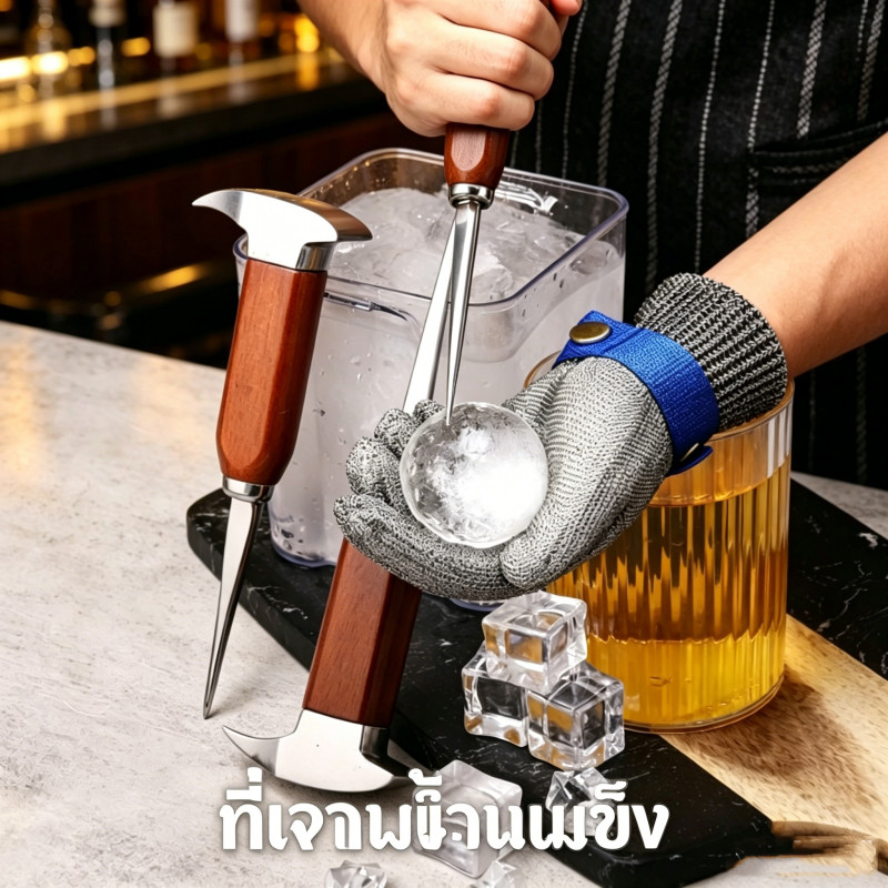 ที่ตอกน้ำแข็งเหล็ก304คุณภาพดี Deluxe Ice Chipper อุปกรณ์บาร์ แท่งแกะน้ำแข็งใช้งานคุ้ม